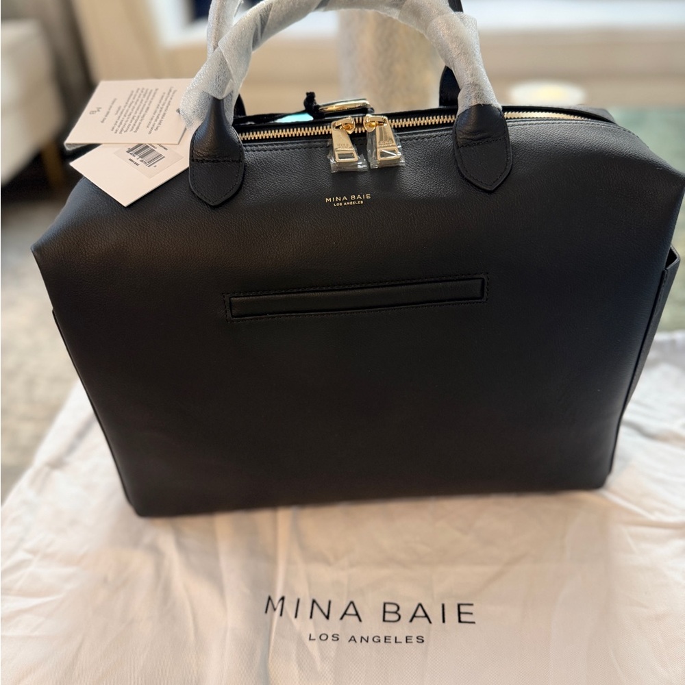 Black Leather Top-Handle Satchel - Picture 2 of 16